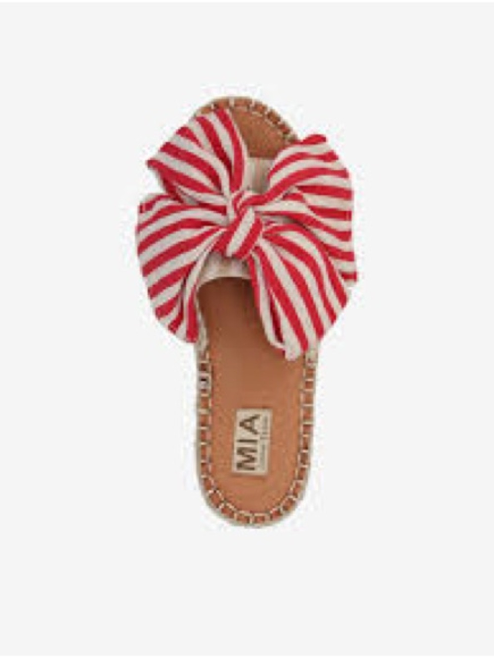 MIA Limited Edition Danielle Red and White Striped Bow Espadrille Slides